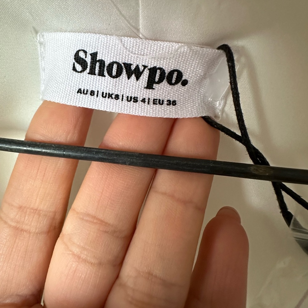 NWT SHOWPO. Hannah Mini Dress Tailored Button Down Pleated Mini Dress in White - Picture 9 of 9